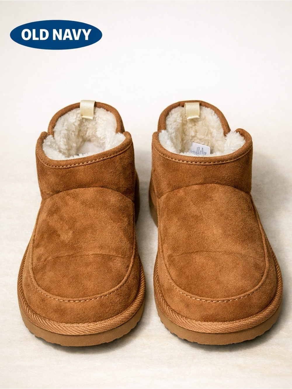 Old Navy Chesnut Faux Suede Sherpa-Lined Slippers Size 9